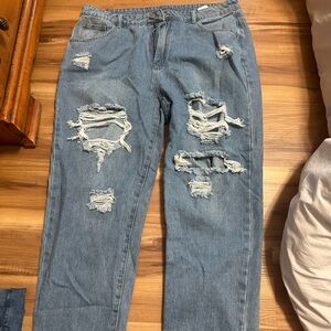 Women’s Distressed Blue Jeans